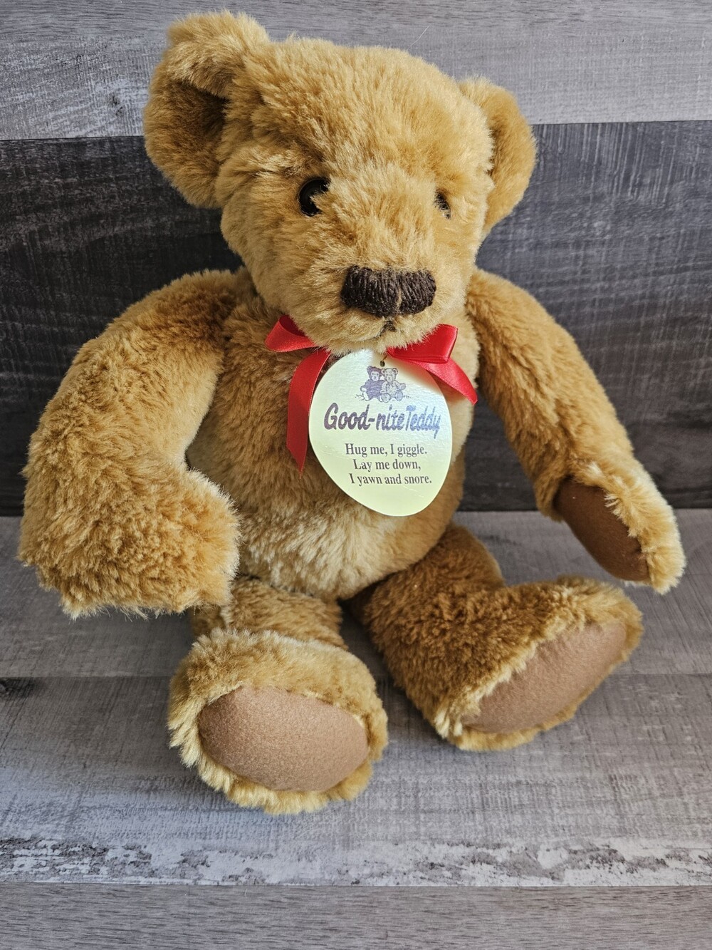1993 Takara Good Nite Teddy Bear Realistic Animated Giggles Yawns Snores Plush